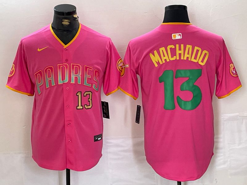 Men San Diego Padres #13 Machado Pink Jointly 2024 Nike MLB Jersey style 7
